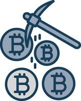 Bitcoin Mining Line Filled Grey Icon vector