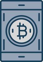 Bitcoin Pay Line Filled Grey Icon vector