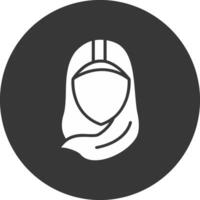 hijab glifo invertido icono vector