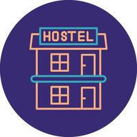 Hostal línea dos color circulo icono vector