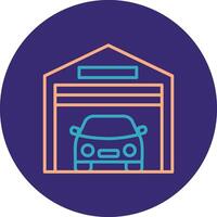 Garage Line Two Color Circle Icon vector