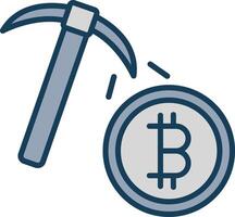 Bitcoin Mining Line Filled Grey Icon vector