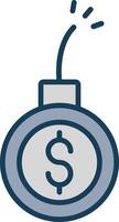 Debt Line Filled Grey Icon vector