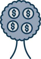 Money Tree Line Filled Grey Icon vector