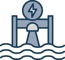 Hydroelectricity Line Filled Grey Icon vector