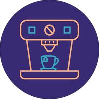 Coffee Machine Line Two Color Circle Icon vector