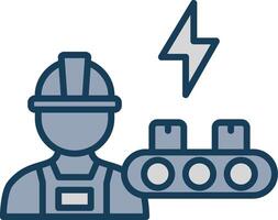 Industrial Worker Line Filled Grey Icon vector