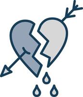 Broken Heart Line Filled Grey Icon vector