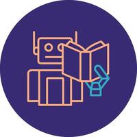 Robot Line Two Color Circle Icon vector