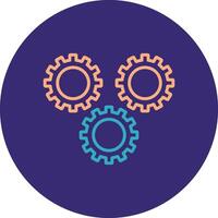 Gears Line Two Color Circle Icon vector