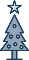 Christmas Tree Line Filled Grey Icon vector