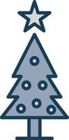 Christmas Tree Line Filled Grey Icon vector