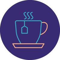 Cup Of Tea Line Two Color Circle Icon vector