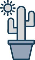 Cactus Line Filled Grey Icon vector