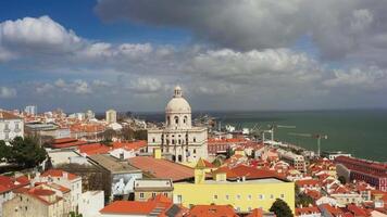Aerial view of Lisbon downtown summer day, Portugal. Historic buildings of Lisboa city video