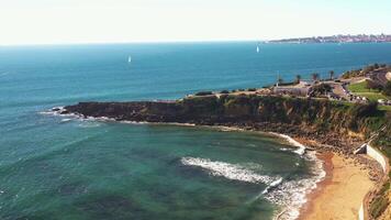 Aerial view of wave on the beach with sand and turquoise waves video