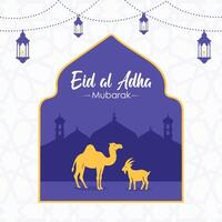 Eid al Adha Mubarak Islamic background with mosque illustration vector