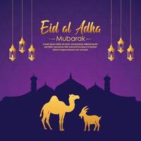 Eid al Adha Mubarak Islamic social media Post template vector