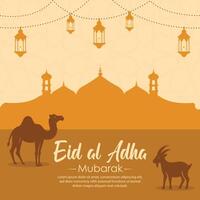 eid Alabama adha Mubarak islámico saludo tarjeta antecedentes vector