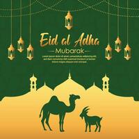 Eid al Adha Mubarak Islamic social media Post template vector