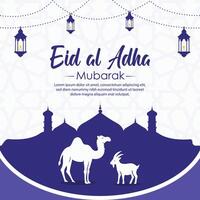 Eid al Adha Mubarak Islamic background with mosque illustration vector