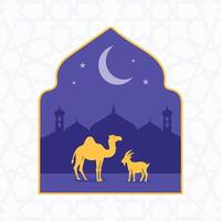 Eid al Adha Mubarak Islamic background with mosque illustration vector