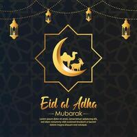 Eid al Adha Mubarak Islamic background with mosque illustration vector