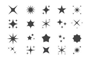 Collection of star icon silhouettes of various shapes and sizes vector