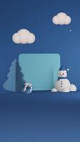 3d blauw achtergrond met Kerstmis minimalistische whiteboard portret sjabloon, geschikt voor Product Promotie video