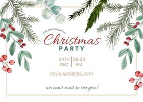 Leaves Christmas Watercolor Invitation template