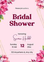 pink floral bridal shower invitation template