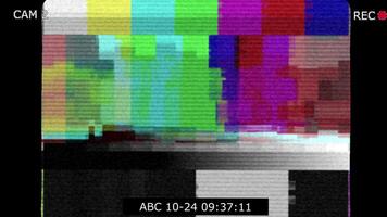 camera glitch rgb scherm, opname fout en kleur bar glitch fout achtergrond video