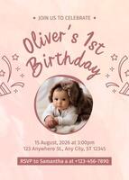 1st Birthday Shower Greeting Card Invitation template