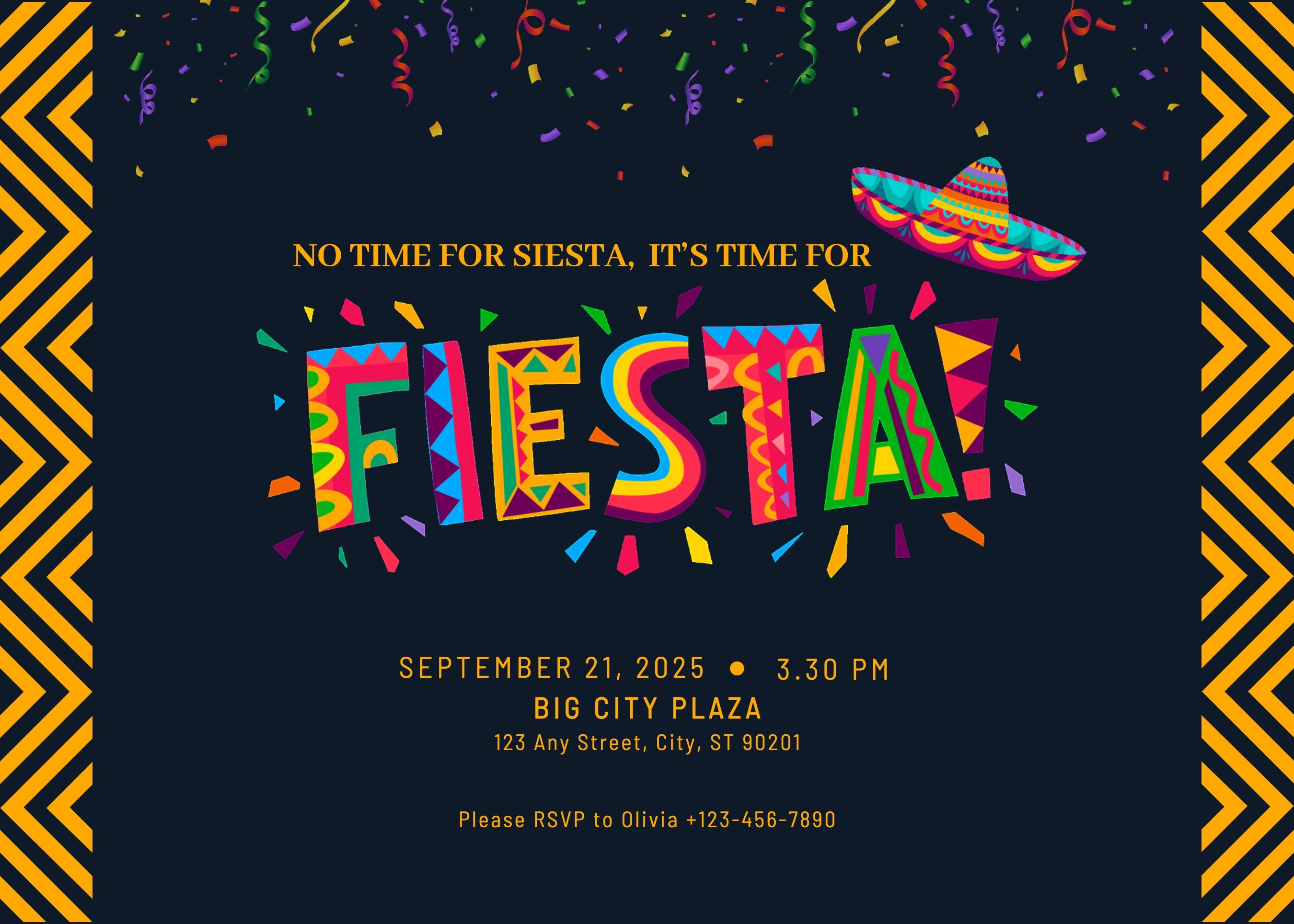 Colorful Illustration Fiesta Greeting Card Invitation