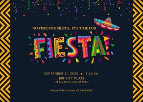 Colorful Illustration Fiesta Greeting Card Invitation template