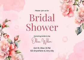 pink flower bridal shower invitation template