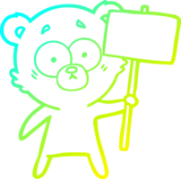 cold gradient line drawing nervous polar bear cartoon with protest sign png