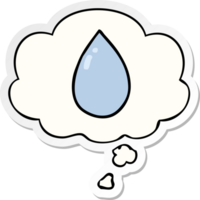 cartoon water droplet and thought bubble as a printed sticker png