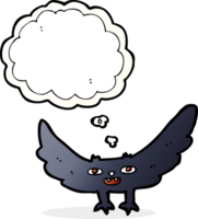 cartoon spooky vampire bat with thought bubble png