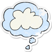 cartoon decoratief wolkensymbool en gedachte bel als een versleten versleten sticker png