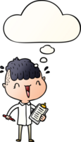 cartoon happy boy surprised with thought bubble in smooth gradient style png