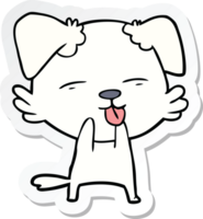 sticker of a cartoon dog sticking out tongue png