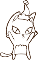dibujo al carboncillo de un gato navideño png