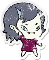 distressed sticker of a cartoon friendly vampire girl png