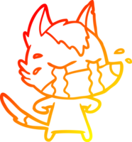warm gradient line drawing of a cartoon crying wolf png
