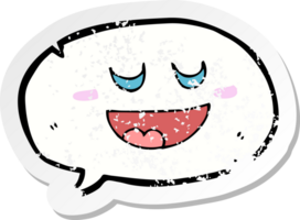 retro distressed sticker of a cute cartoon speech balloon png