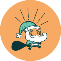 icon of a tattoo style santa claus christmas character with sack png