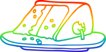 rainbow gradient line drawing of a cartoon slice of cake png