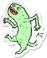 retro distressed sticker of a cartoon monster png