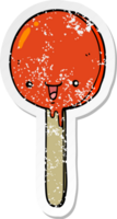 verontruste sticker van een cartoon snoep lolly png